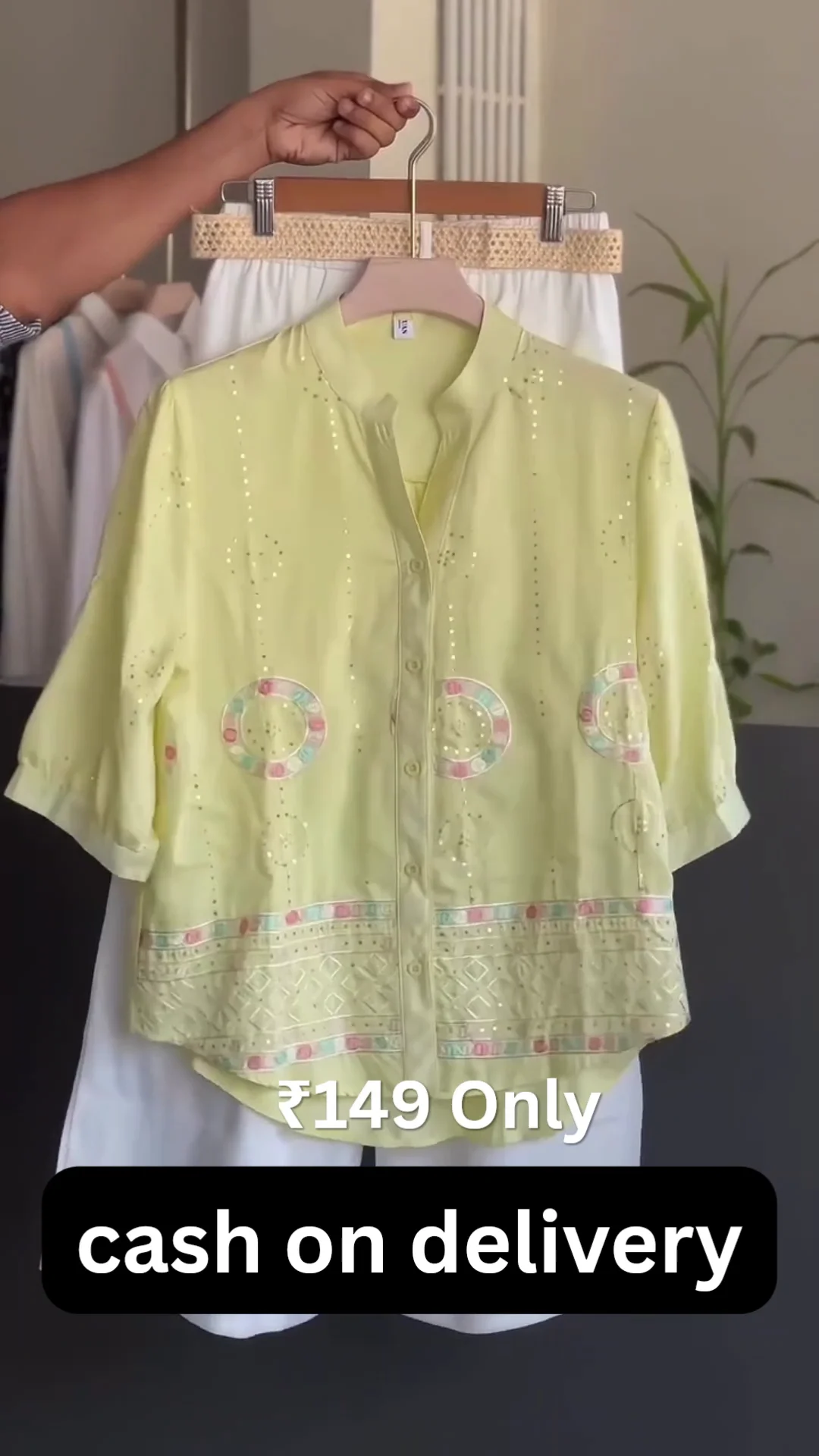 Pastel Lime Embroidered Shirt Set – Elegant, Fresh & Summer Ready